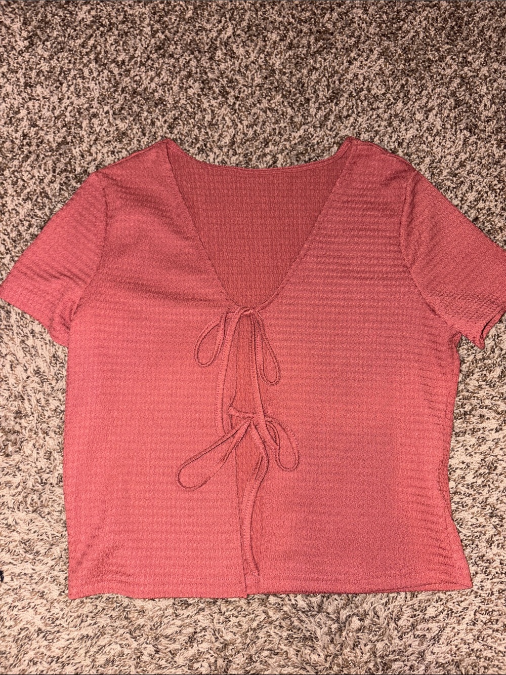 SHEIN Dusty Rose Tie-Front Short Sleeve Top